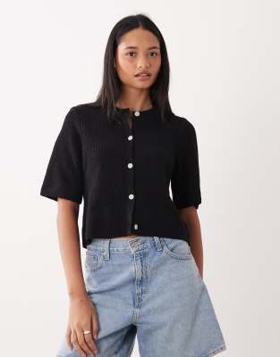 Gilet coupe carrée à manches courtes - Noir XS