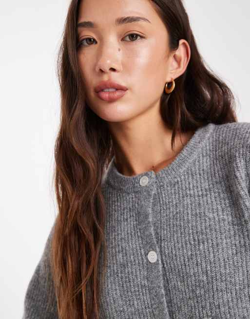 Pieces - Gilet en maille douce à manches longues - Gris moyen chiné, 3 de 4