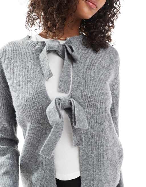 Pieces - Gilet réversible avec liens devant - Gris, 2 de 4