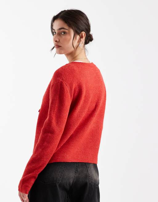 Pieces - Gilet réversible avec liens devant - Rouge, 4 de 4