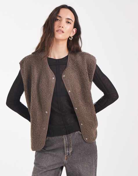 Pieces gilet teddy marrone chiaro - view 1