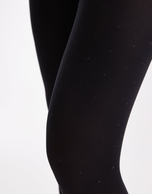 Pieces glitter polka dot tights in black, 2 of 3