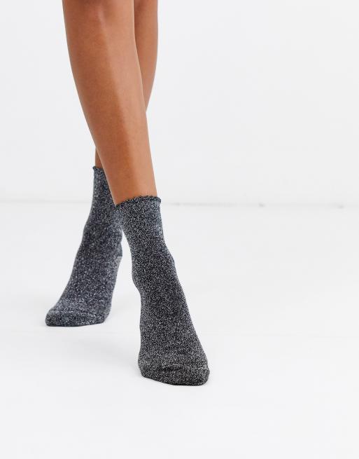 Pieces glitter socks in black | ASOS