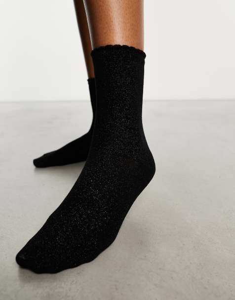 Pieces glitter socks in black - view 1