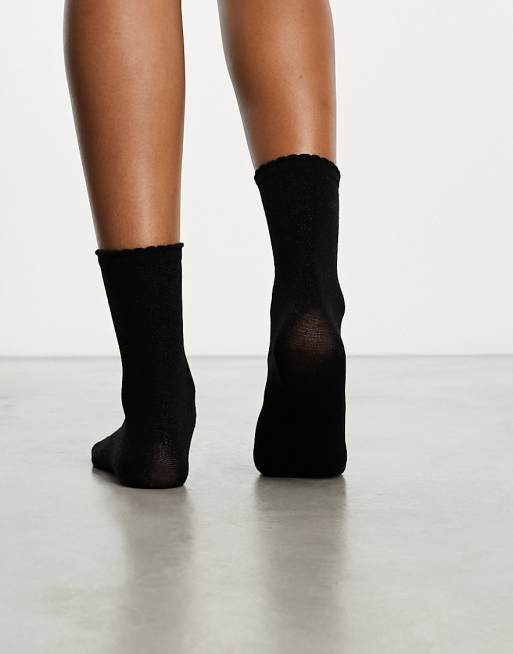 Pieces glitter socks in black, 2 of 4