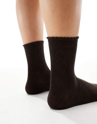 Pieces Glitter Socks In Brown