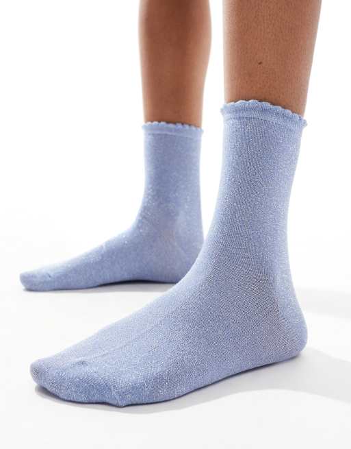 Pieces glitter socks in light blue, 3 of 3