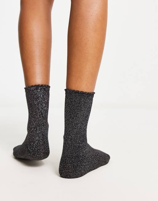 Pieces glitter socks in silver black