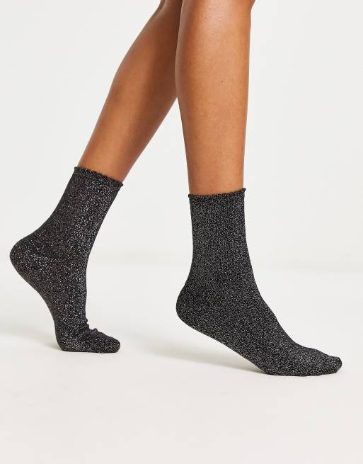 Pieces glitter socks in silver black