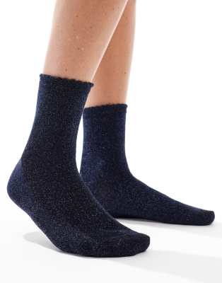 Pieces glitter socks in sky captain-Black