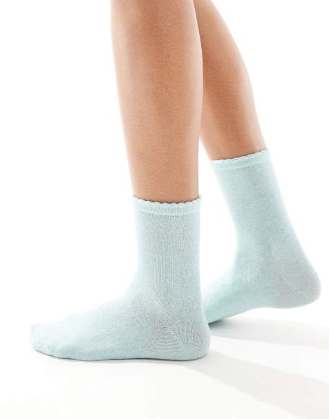 Pieces glitter socks in turquoise - view 1