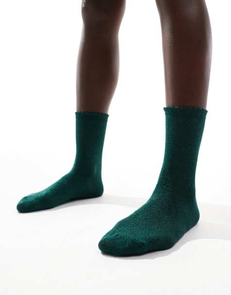PIECES – Glitzernde Socken in Grün - view 1