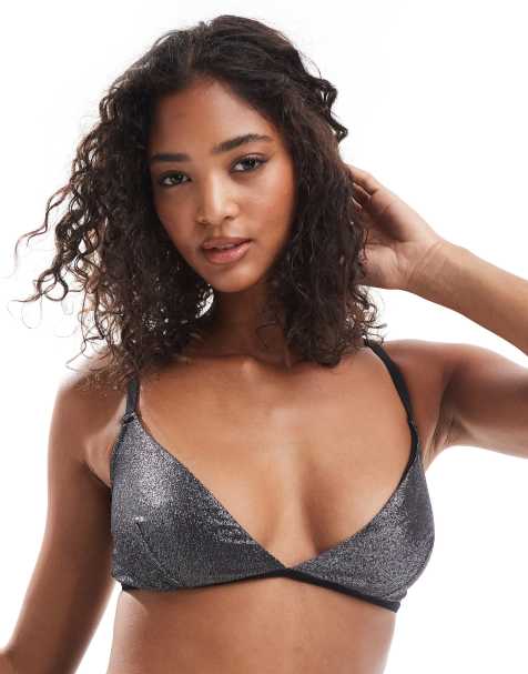 Pieces – Glitzernder BH in Schwarz - view 1