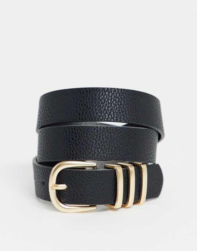 Pieces - gold buckle belt in black