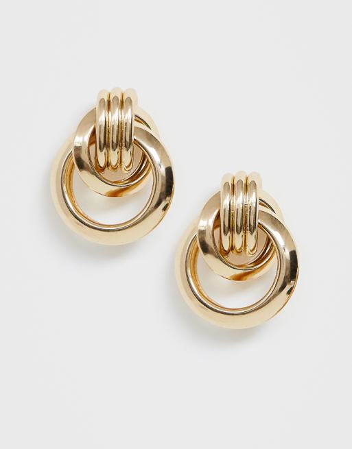 Pieces Gold Door Knocker Earrings Asos