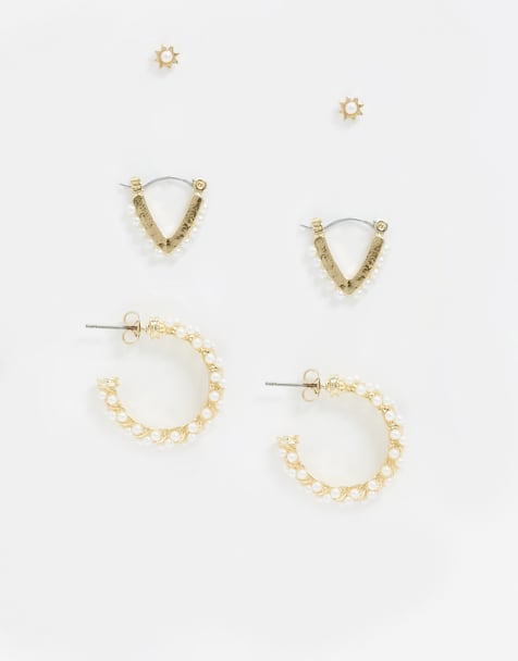Pieces – Goldene Ohrstecker und Creolen im Multipack
