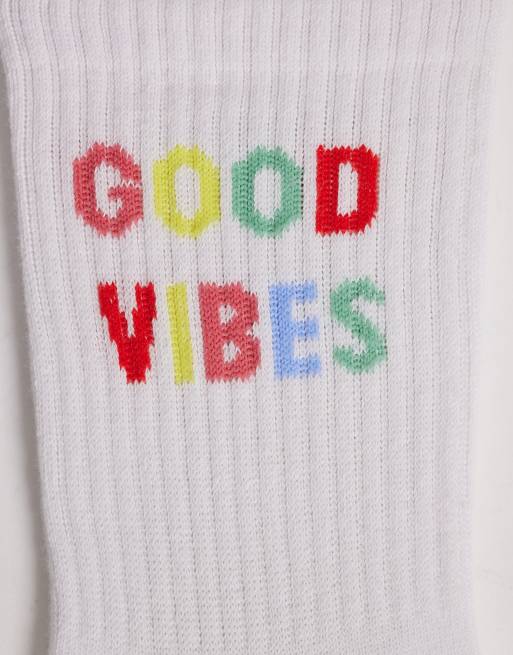 Pieces – Good Vibes – Vita strumpor, 4-pack, 3 av 3