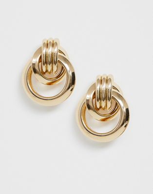 Pieces - Gouden oorbellen met deurklopper