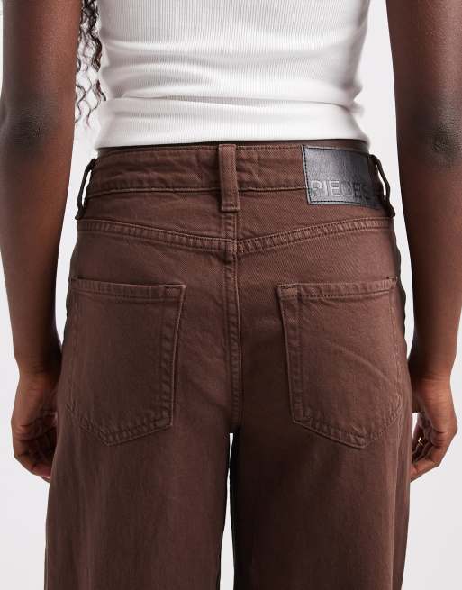 Pieces Grace Barrel-Leg-Jeans in Schokobraun, 4 von 5