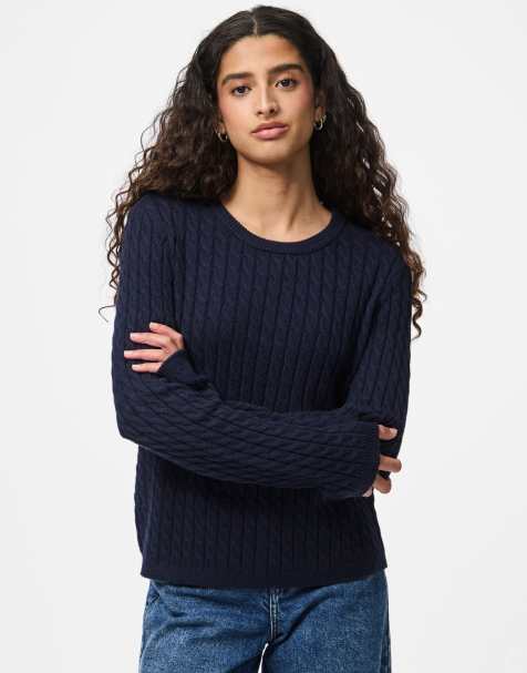 Pieces – Granatowy sweter zakładany przez głowę - view 1