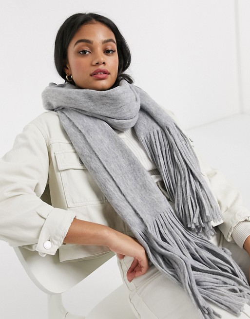 Pieces grey super brushed scarf