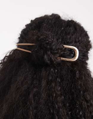 Große französische Haarnadel in Goldoptik-Goldfarben Goldfarben No Size