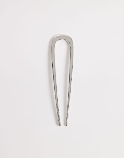 Pieces – Große französische Haarnadel in Silberoptik - view 1
