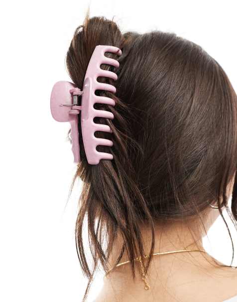 Pieces – Große Haarspange in gesprenkeltem Rosa - view 1