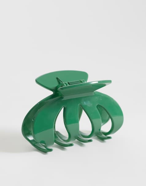 Pieces – Grön, stor hårklämma - view 1
