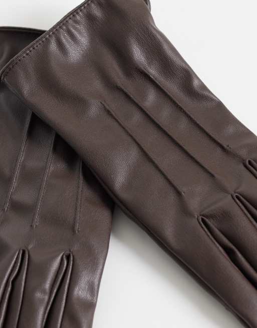 Pieces guantes de efecto cuero marrón chocolate, 3 de 3