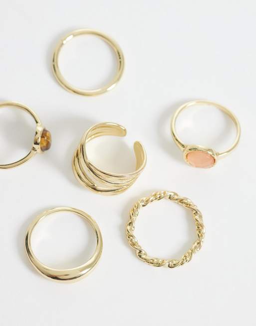 Pieces – Guldfärgade ringar, 6-pack, 3 av 3
