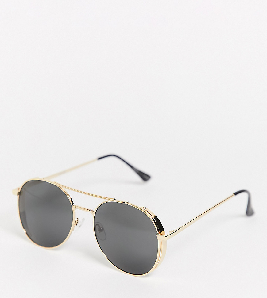 Pieces - Guldfarvede pilotsolbriller med sorte linser
