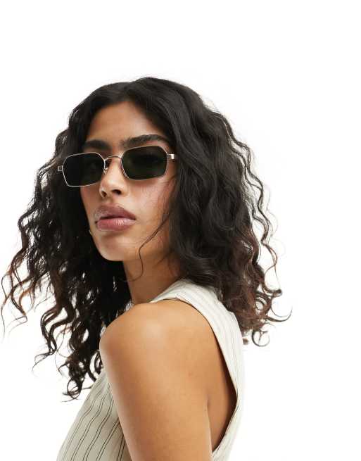 Pieces - Guldfarvede solbriller med retro-stel