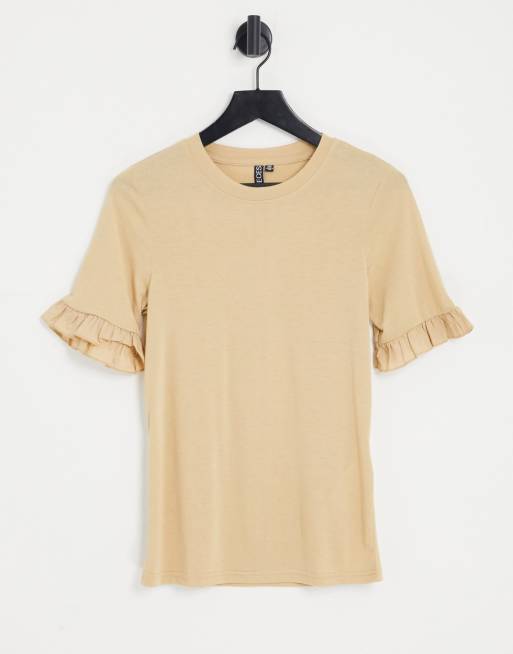PIECES - Gwen - T-shirt color cuoio a maniche corte