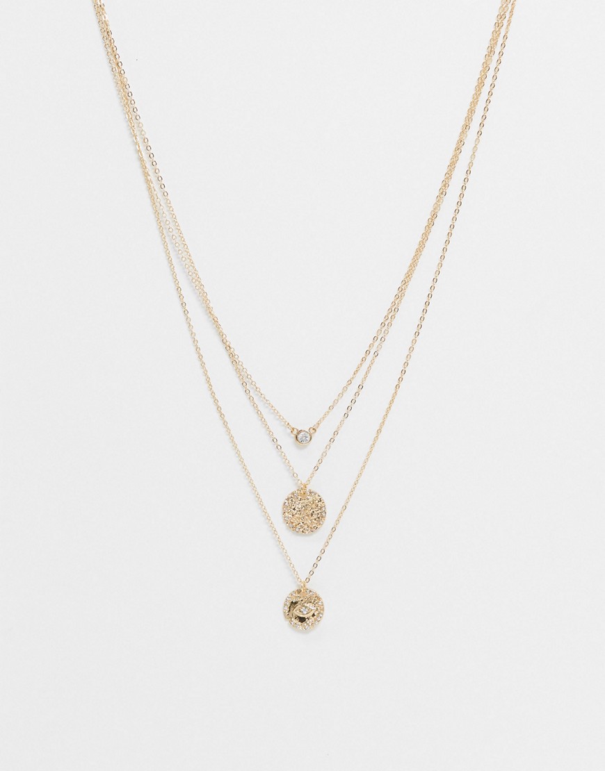 Pieces - Gylden flerradet halskæde med stjernetegn-Guld