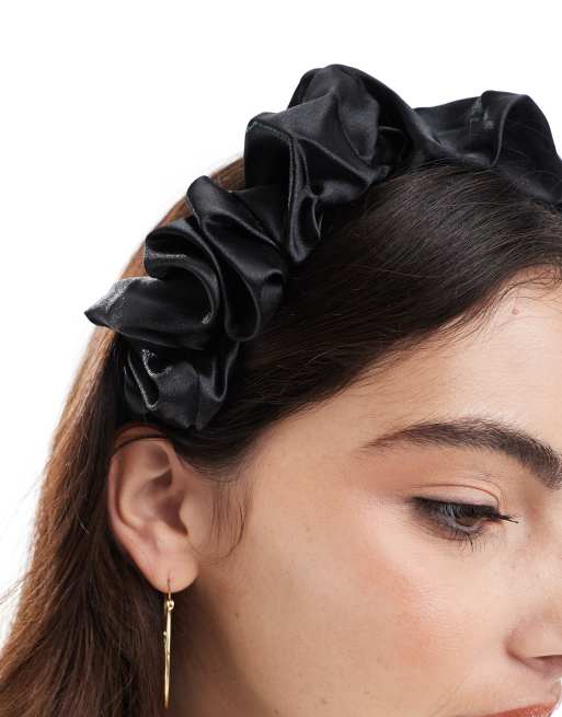 Pieces – Haarband aus Satin in Schwarz, 2 von 4