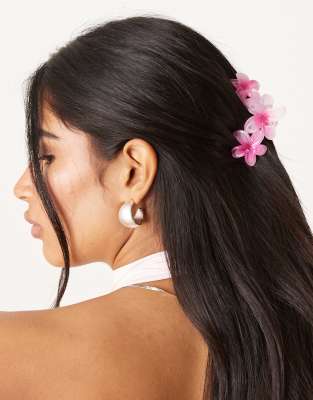 Pieces - Haarspange mit mehreren Hawaiianischen Blüten in Rosa