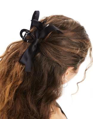 Pieces hair shark with bow ribbon in black | ASOS