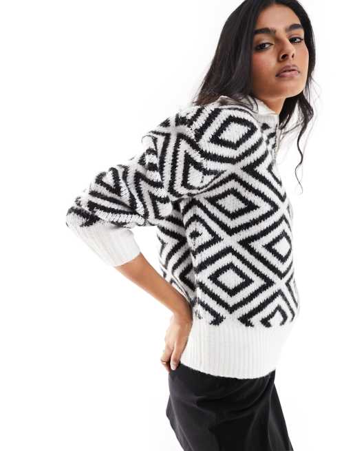 Half white cheap half black sweater