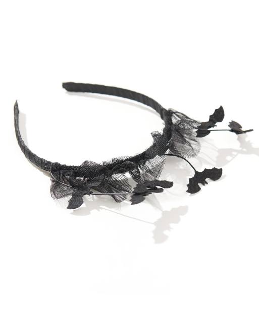 Pieces - Halloween - Haarband van mesh met vleermuisjes in zwart, 2 van 4