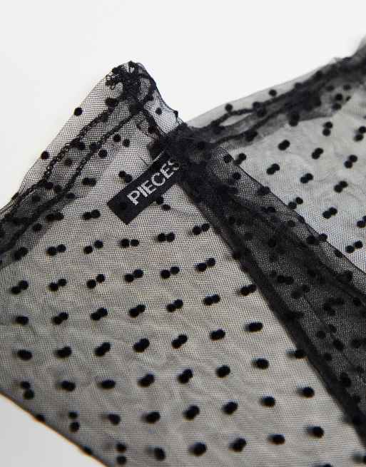 Pieces Halloween mesh polka dot long gloves in black, 3 of 4