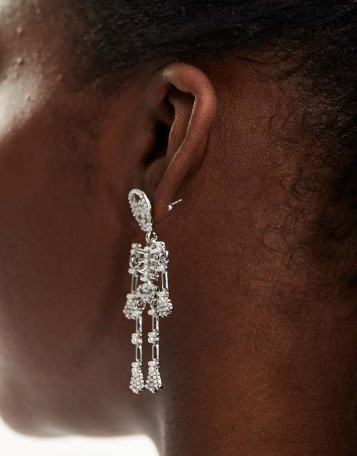 Pieces - Halloween - Orecchini argentati a forma di scheletro con perle sintetiche, 4 di 4