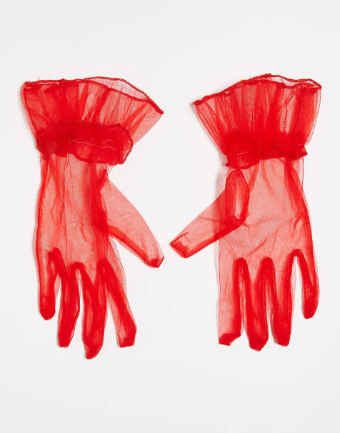 Pieces – Halloween – Röda handskar i mesh - view 1