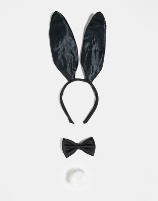 Pieces Halloween satin bow tie bunny ears and tail 3 pack set in black