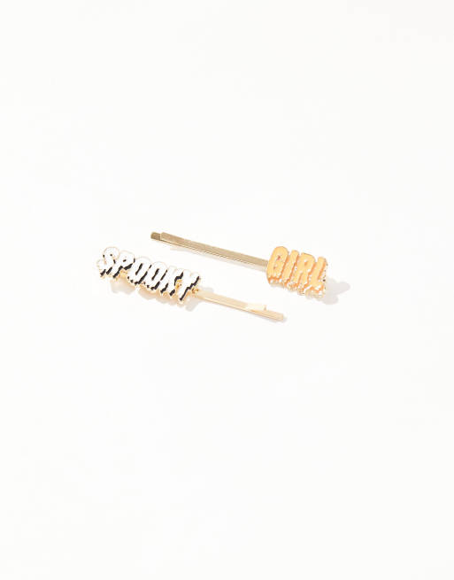 Pieces Halloween Spooky Girl hair slides in orange and white, 2 of 4