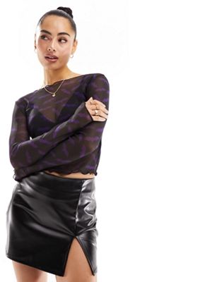 Pieces Halloween mesh top in black & purple bat print - ASOS Price Checker
