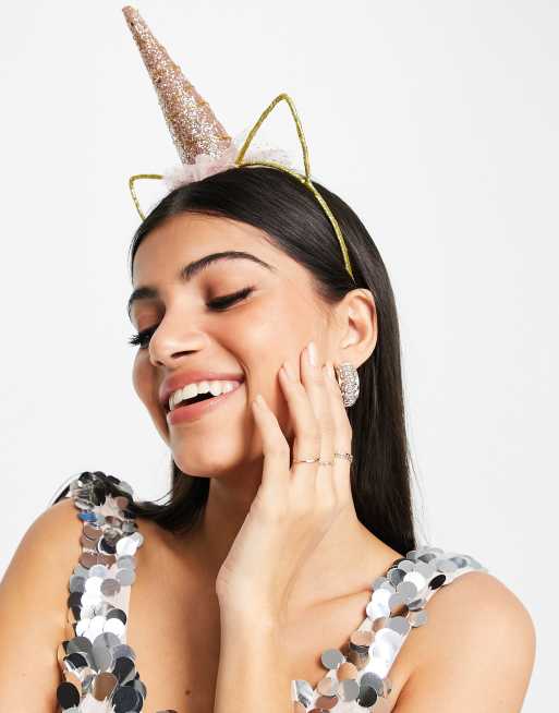 Pieces Halloween unicorn headband in gold & pink