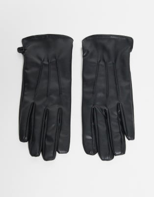 Pieces - Handschuhe in Schwarz mit Lederoptik