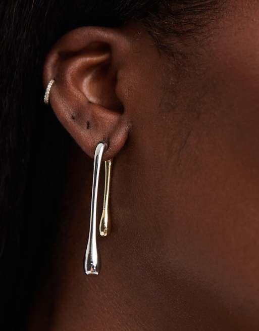 Pieces – Hängeohrringe aus verschiedenen Metallen in Gold- und Silberoptik, 4 von 4
