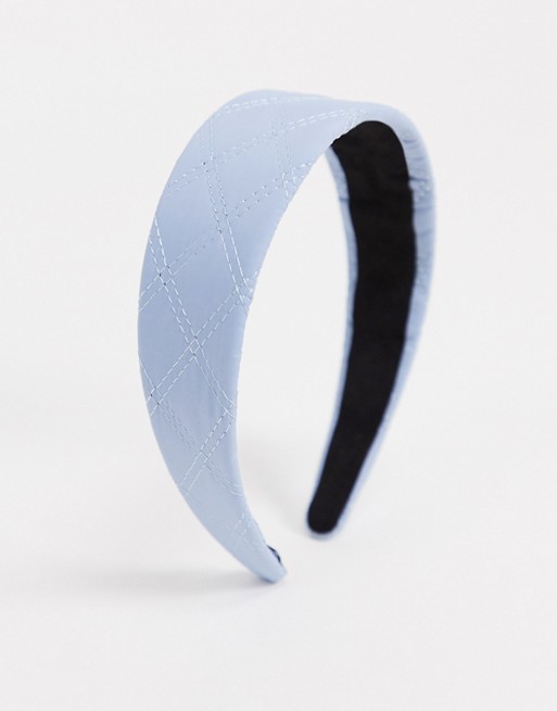 Pieces head band with stitch detail in blue